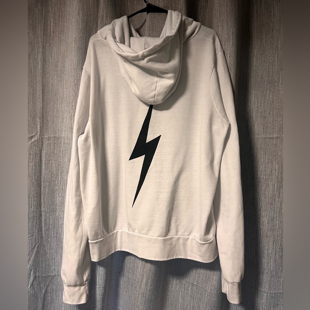 Aviator Nation White Lightening Bolt Zip Up